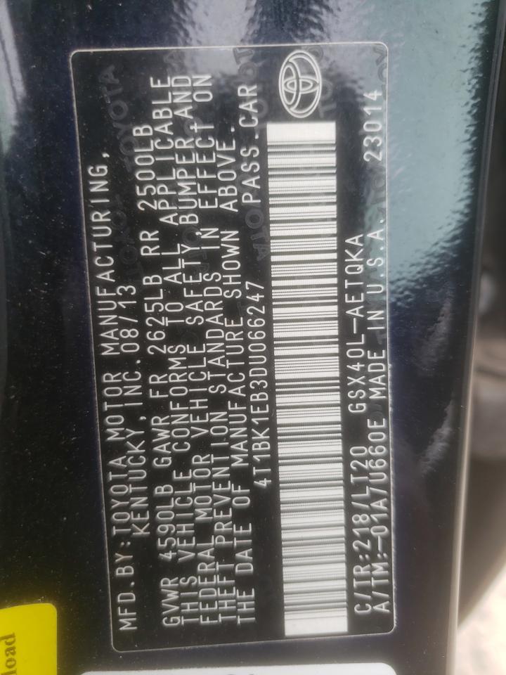 4T1BK1EB3DU066247 2013 Toyota Avalon Base