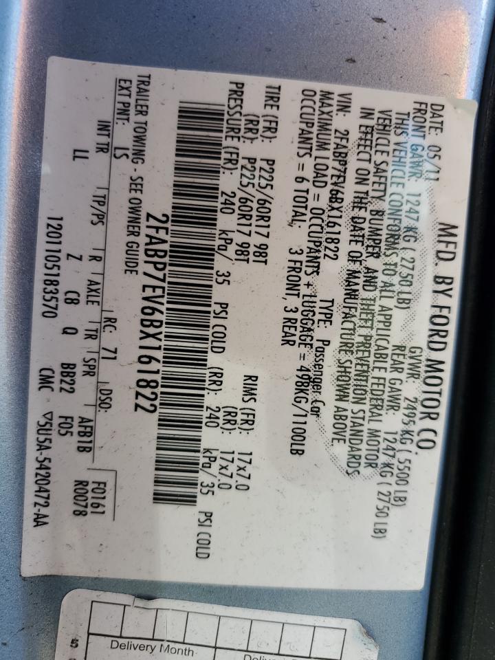 2FABP7EV6BX161822 2011 Ford Crown Victoria Lx