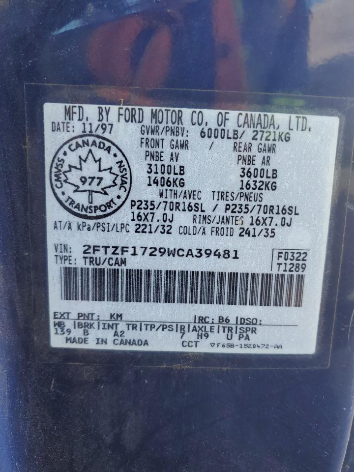 2FTZF1729WCA39481 1998 Ford F150