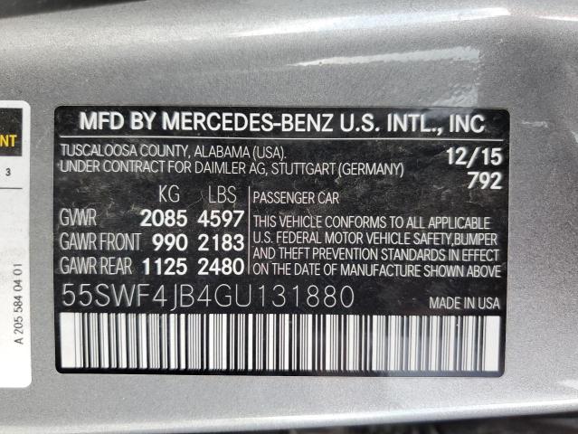 2016 Mercedes-Benz C 300 VIN: 55SWF4JB4GU131880 Lot: 60074624