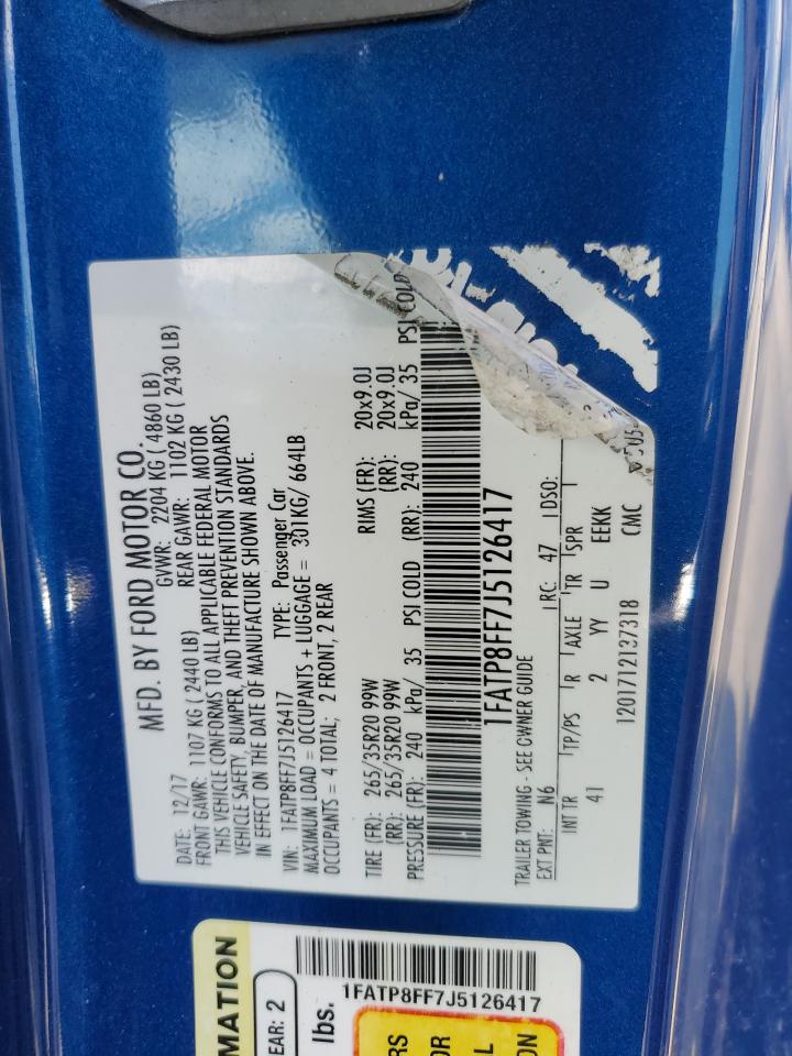 1FATP8FF7J5126417 2018 Ford Mustang Gt