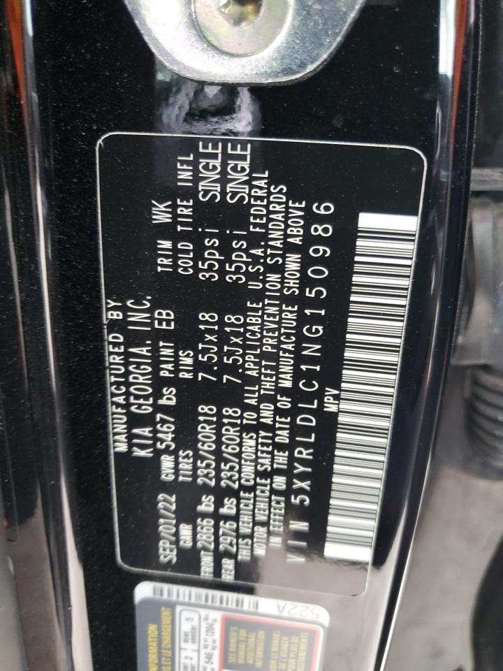 5XYRLDLC1NG150986 2022 Kia Sorento S