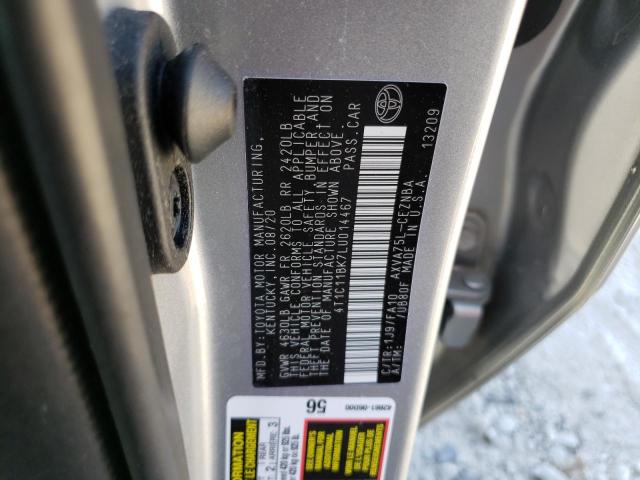 VIN 4T1C11BK7LU014467 2020 Toyota Camry, LE no.12