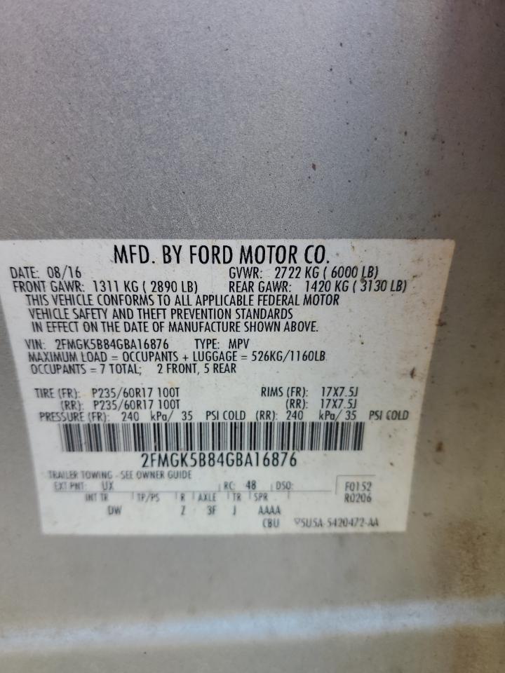 2FMGK5B84GBA16876 2016 Ford Flex Se