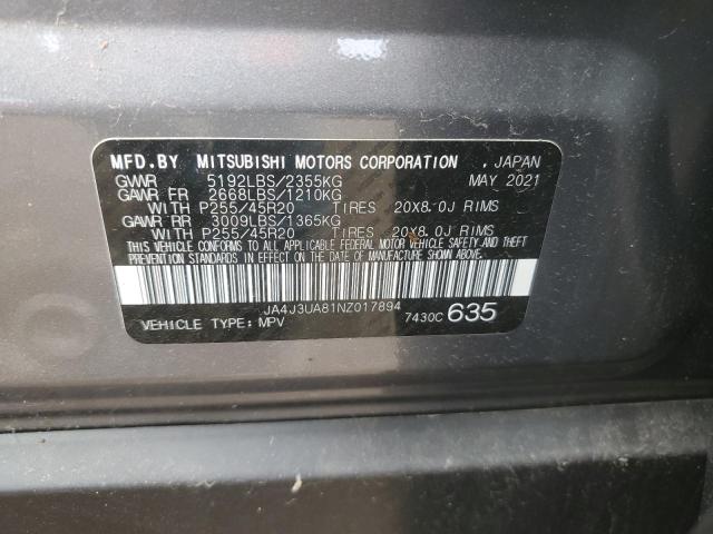 2022 Mitsubishi Outlander Se VIN: JA4J3UA81NZ017894 Lot: 60114574