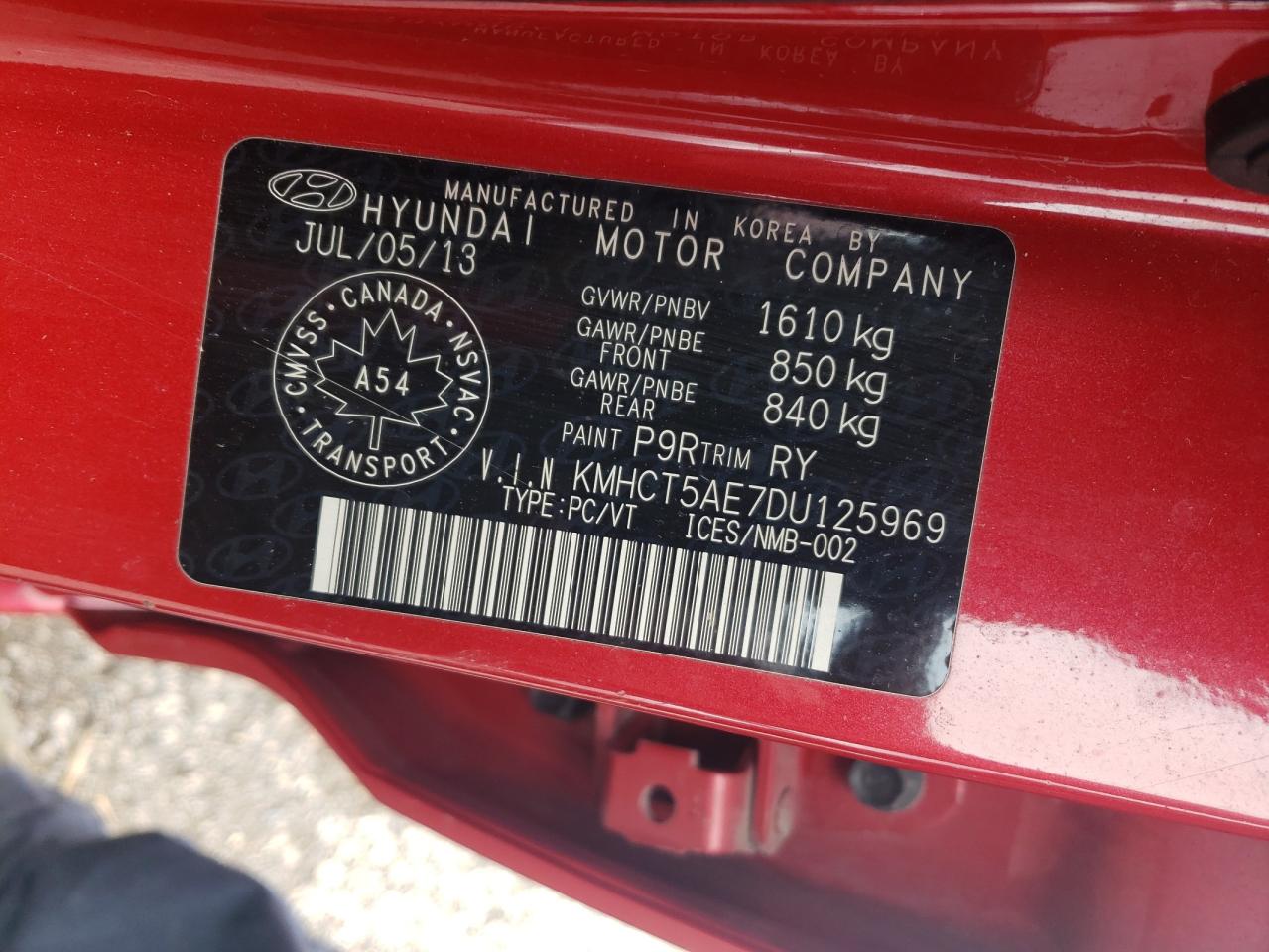 KMHCT5AE7DU125969 2013 Hyundai Accent Gls