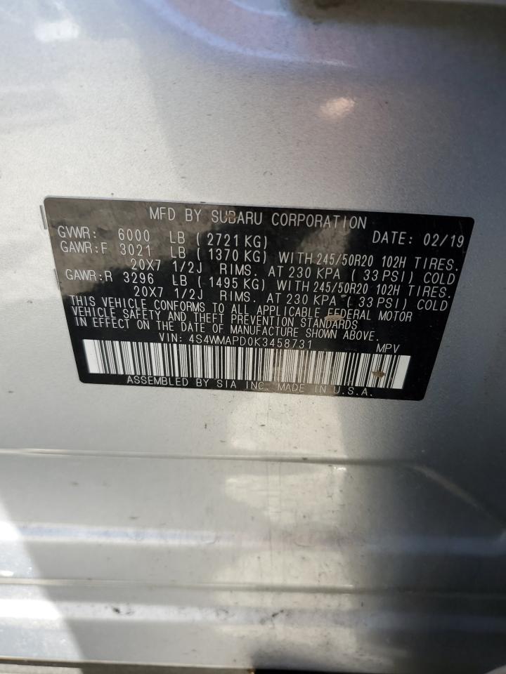 4S4WMAPD0K3458731 2019 Subaru Ascent Limited