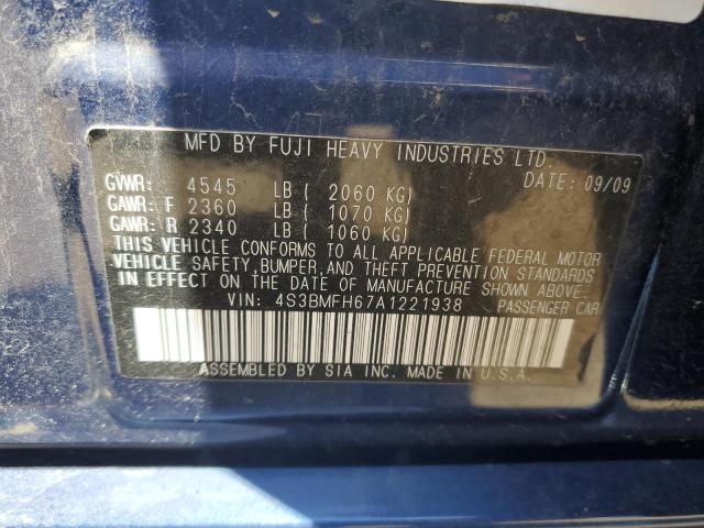 2010 Subaru Legacy 2.5Gt Premium VIN: 4S3BMFH67A1221938 Lot: 59536674
