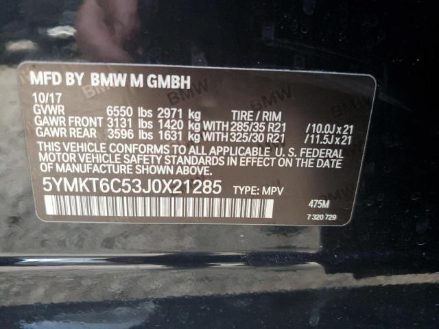 VIN 5YMKT6C53J0X21285 2018 BMW X5, M no.13