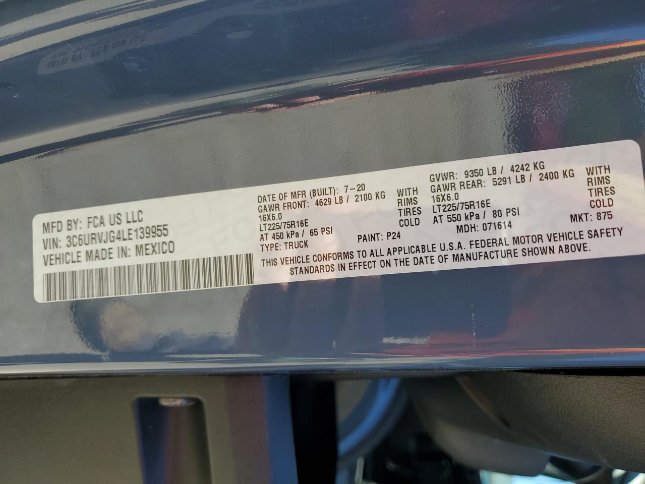 3C6URVJG4LE139955 2020 Ram Promaster 3500 3500 High