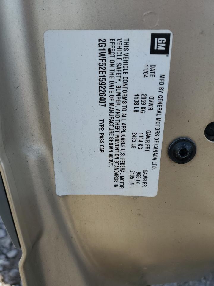 2G1WF52E159226407 2005 Chevrolet Impala