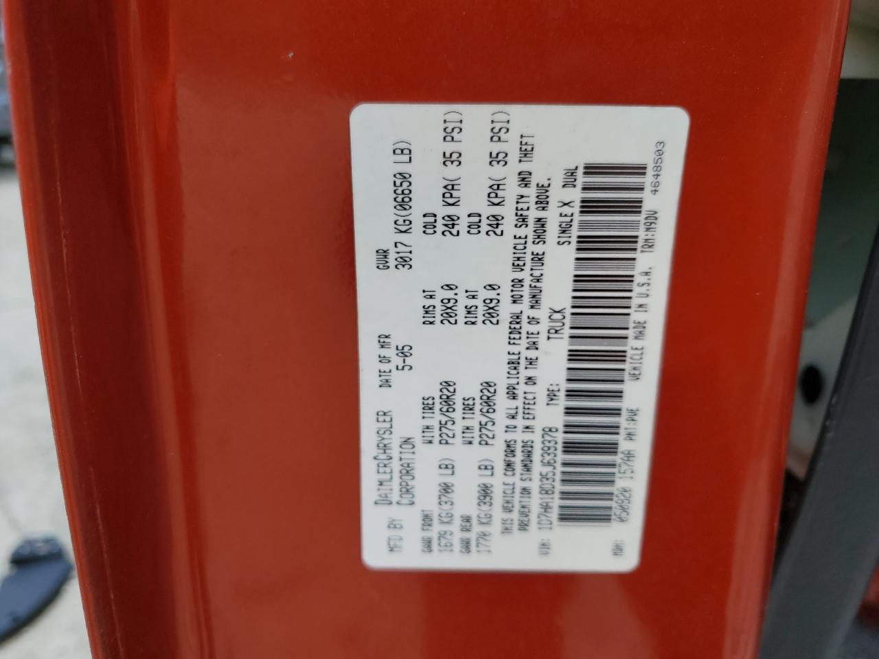 1D7HA18D35J639378 2005 Dodge Ram 1500 St