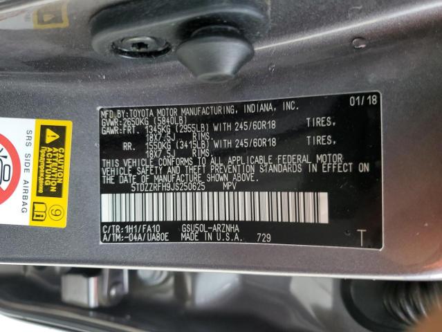 2018 Toyota Highlander Le VIN: 5TDZZRFH9JS250625 Lot: 58484744