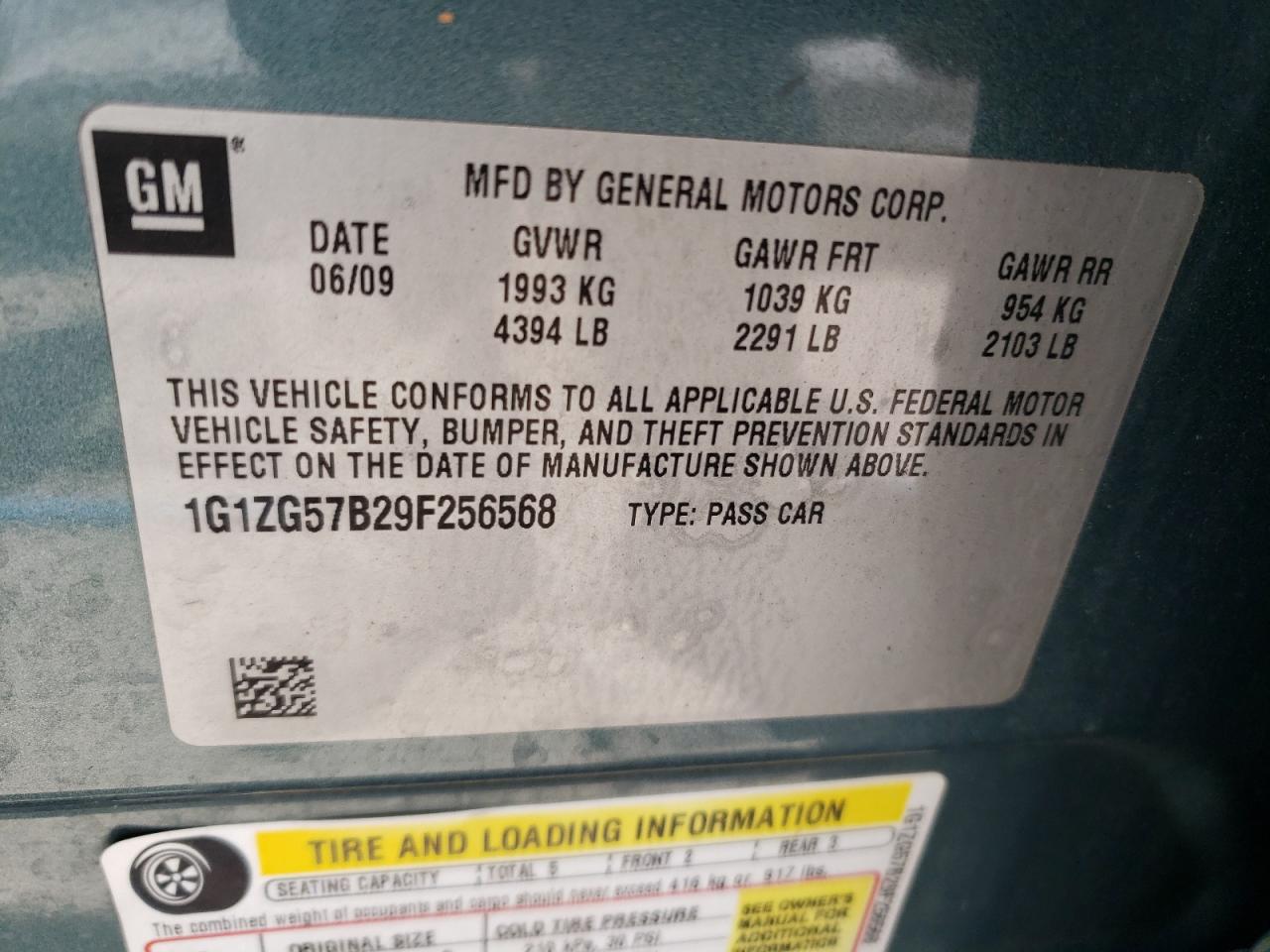 1G1ZG57B29F256568 2009 Chevrolet Malibu Ls