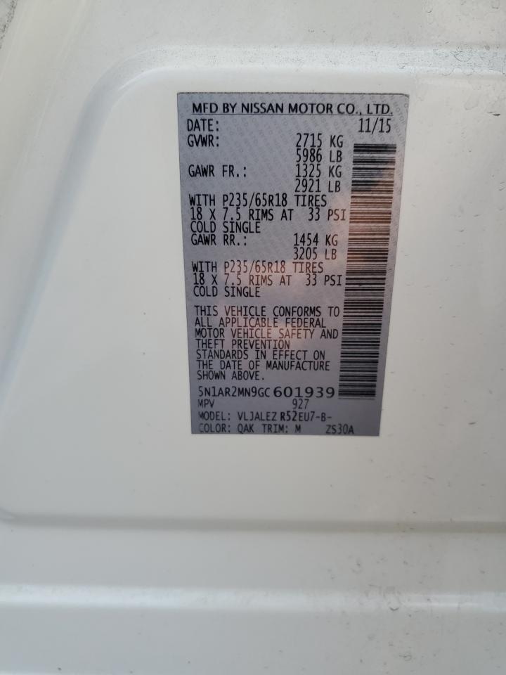 5N1AR2MN9GC601939 2016 Nissan Pathfinder S