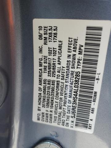 2010 Honda Cr-V Ex VIN: 5J6RE3H54AL038285 Lot: 60112834