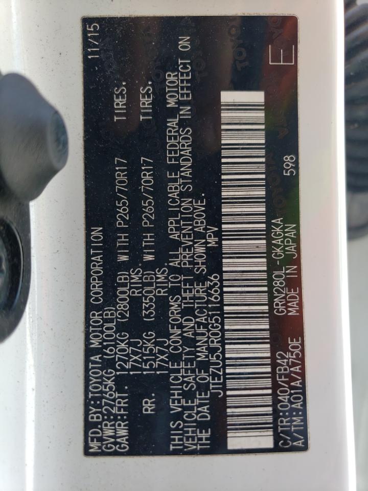 JTEZU5JR0G5116636 2016 Toyota 4Runner Sr5