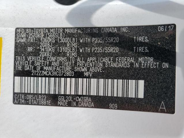 2017 Lexus Rx 350 Base VIN: 2T2ZZMCA3HC072803 Lot: 60386654