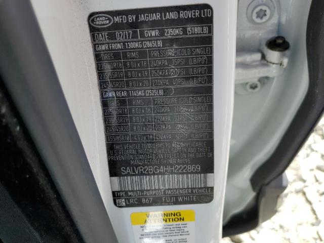 2017 Land Rover Range Rover Evoque Hse VIN: SALVR2BG4HH222869 Lot: 59876414