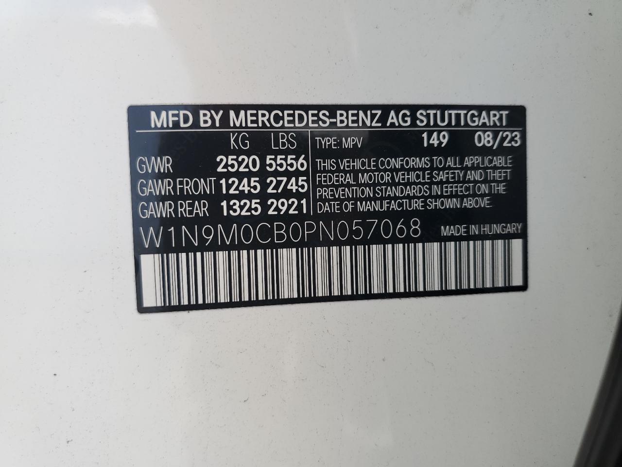 2023 Mercedes-Benz Eqb 250+ vin: W1N9M0CB0PN057068