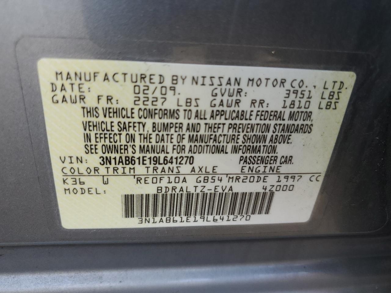 3N1AB61E19L641270 2009 Nissan Sentra 2.0