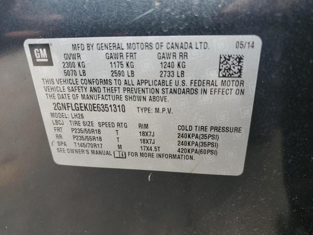 2014 Chevrolet Equinox Lt VIN: 2GNFLGEK0E6351310 Lot: 58824484