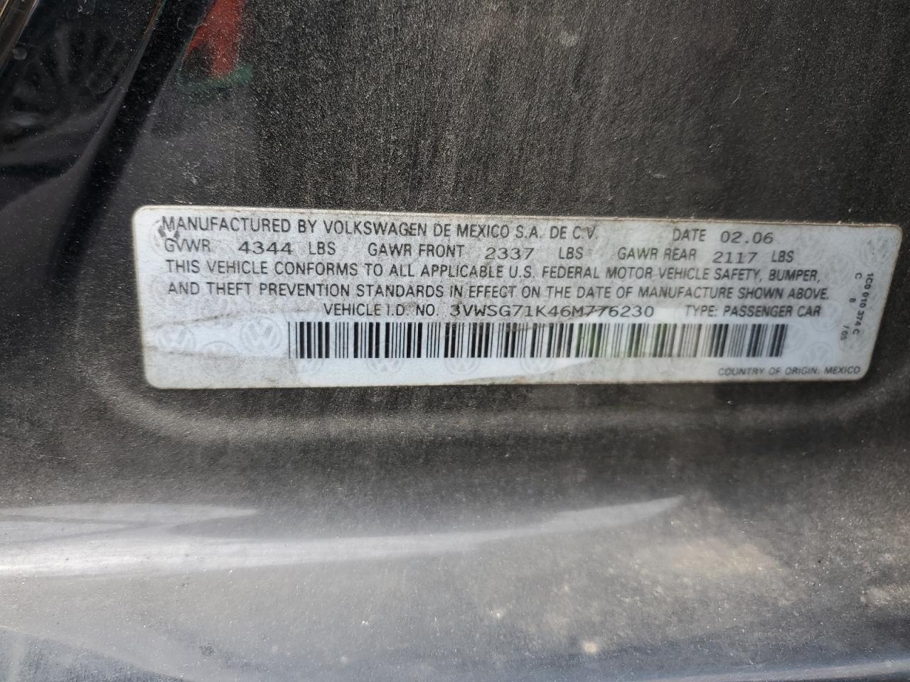 3VWSG71K46M776230 2006 Volkswagen Jetta 2.5 Option Package 1