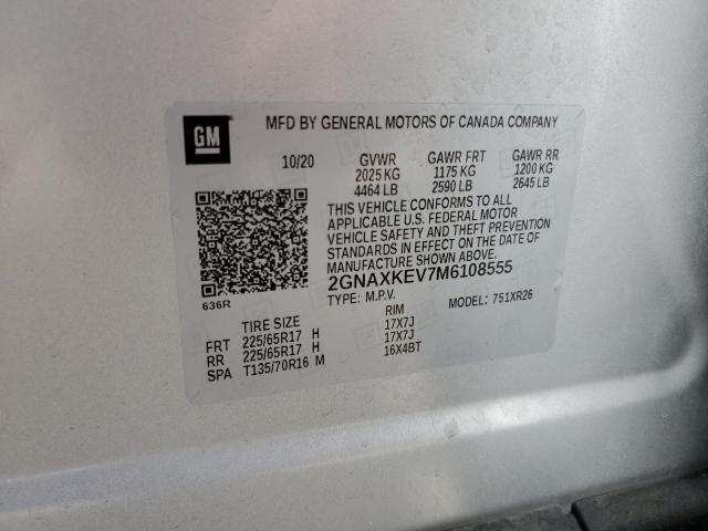 2021 CHEVROLET EQUINOX LT - 2GNAXKEV7M6108555