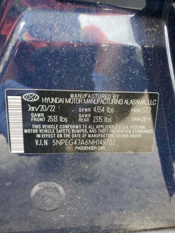 2022 Hyundai Sonata Se VIN: 5NPEG4JA6NH149703 Lot: 59544444