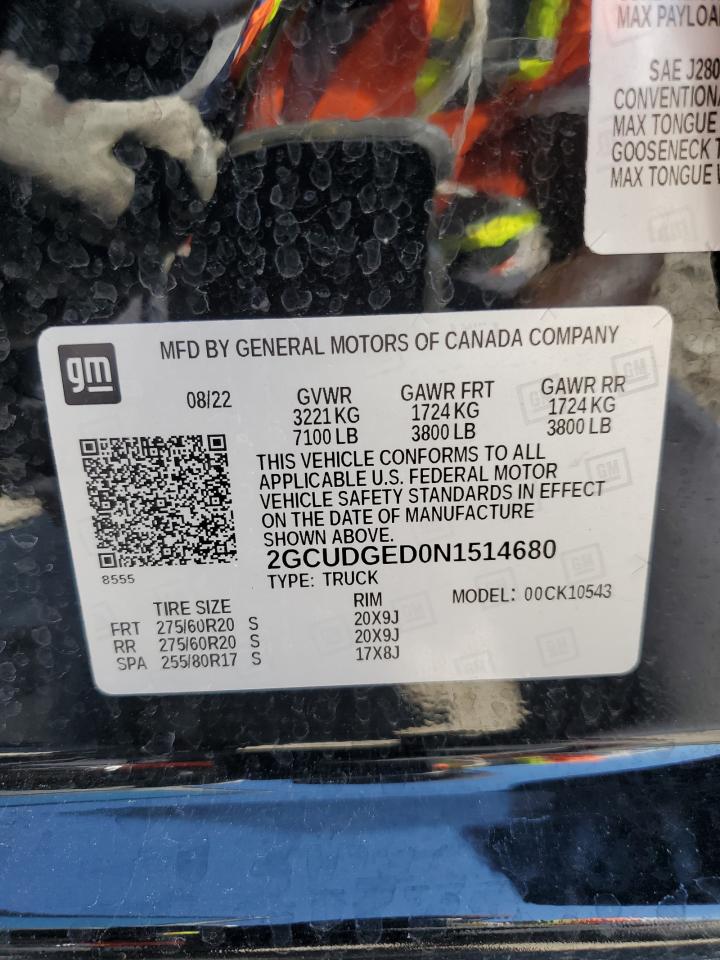 2GCUDGED0N1514680 2022 Chevrolet Silverado K1500 Ltz