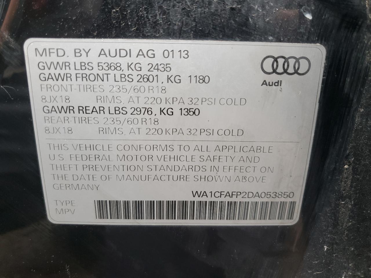 2013 Audi Q5 Premium vin: WA1CFAFP2DA053850