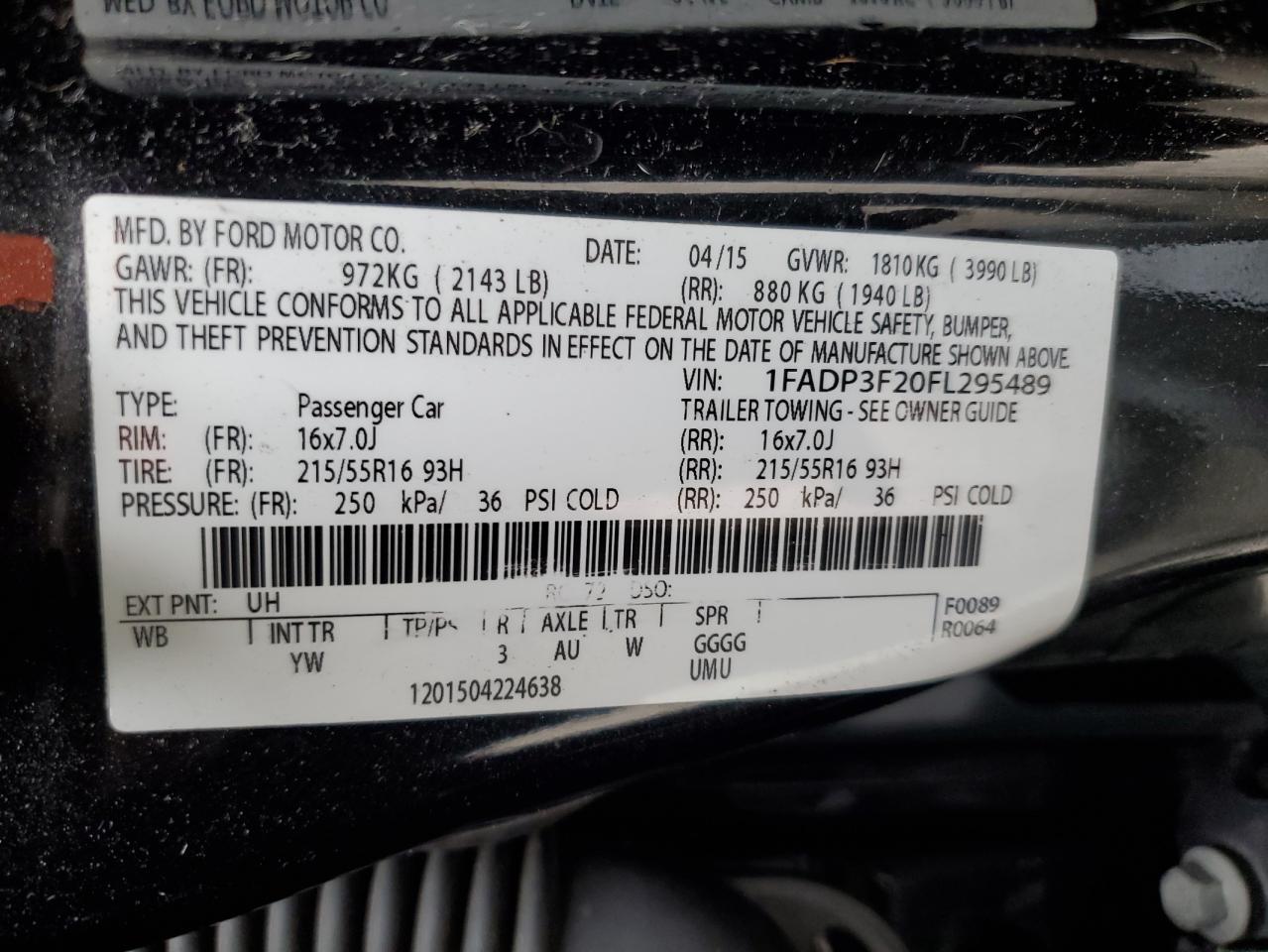 1FADP3F20FL295489 2015 Ford Focus Se