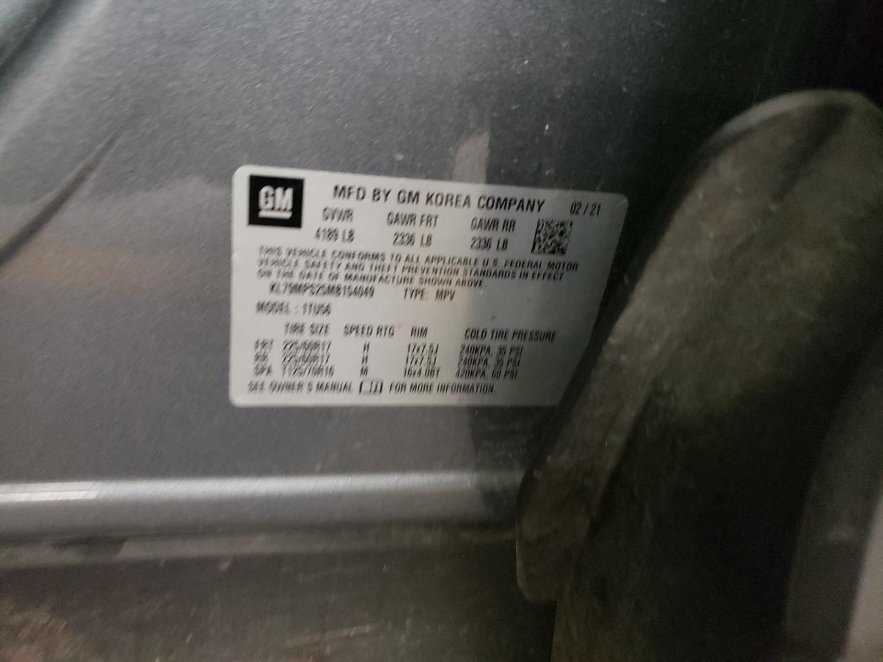 KL79MPS25MB154049 2021 Chevrolet Trailblazer Lt