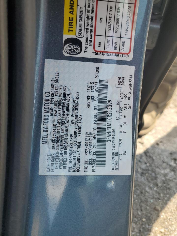 3FAHP0JA1CR215399 2012 Ford Fusion Sel