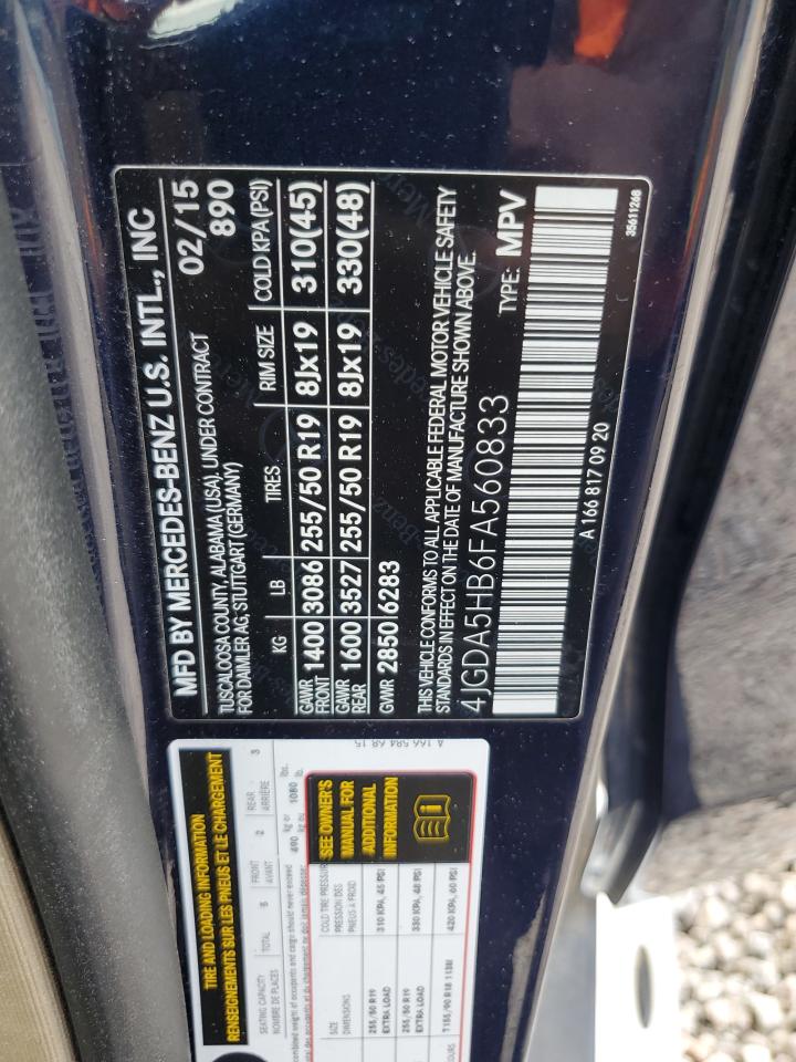 4JGDA5HB6FA560833 2015 Mercedes-Benz Ml 350 4Matic