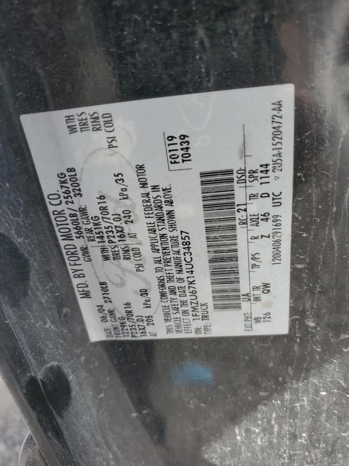 1FMZU67K14UC34857 2004 Ford Explorer Sport Trac