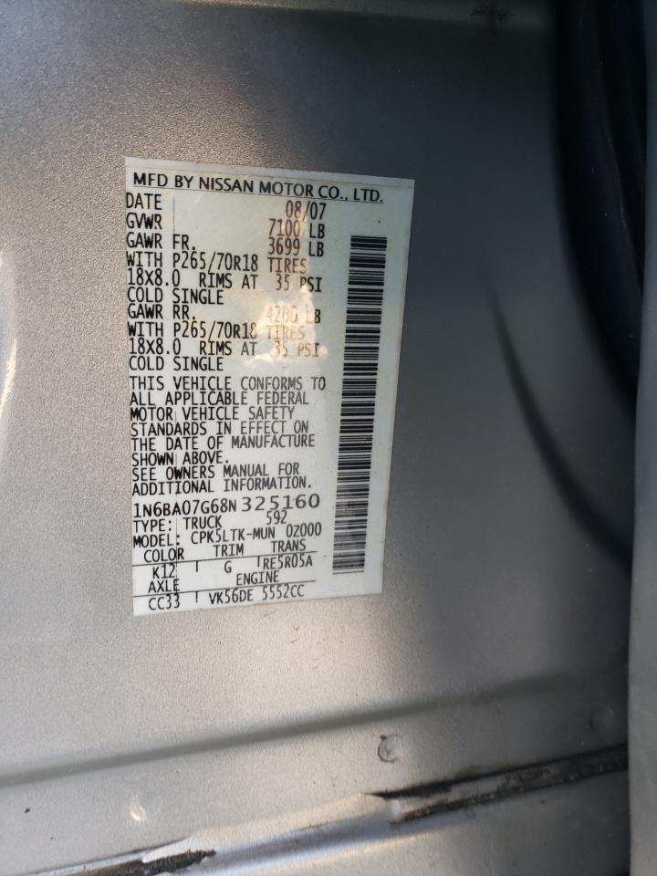 1N6BA07G68N325160 2008 Nissan Titan Xe