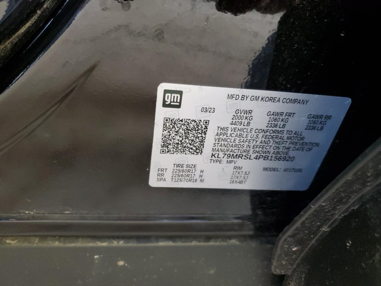 KL79MRSL4PB156920 2023 Chevrolet Trailblazer Lt