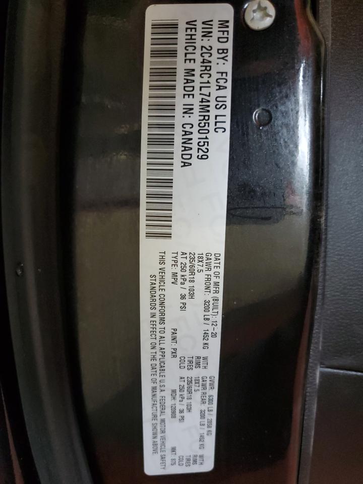 2C4RC1L74MR501529 2021 Chrysler Pacifica Hybrid Touring L