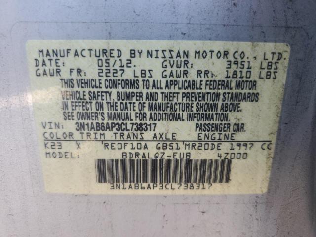 2012 Nissan Sentra 2.0 VIN: 3N1AB6AP3CL738317 Lot: 59833214