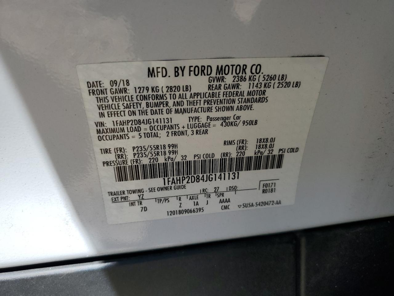 1FAHP2D84JG141131 2018 Ford Taurus Se