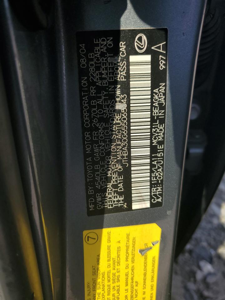 JTHBA30G655065643 2005 Lexus Es 330