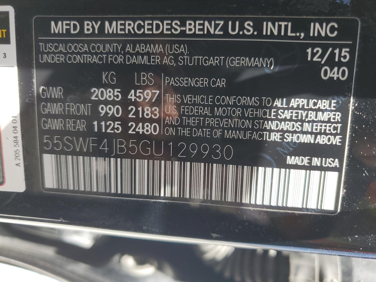 55SWF4JB5GU129930 2016 Mercedes-Benz C 300