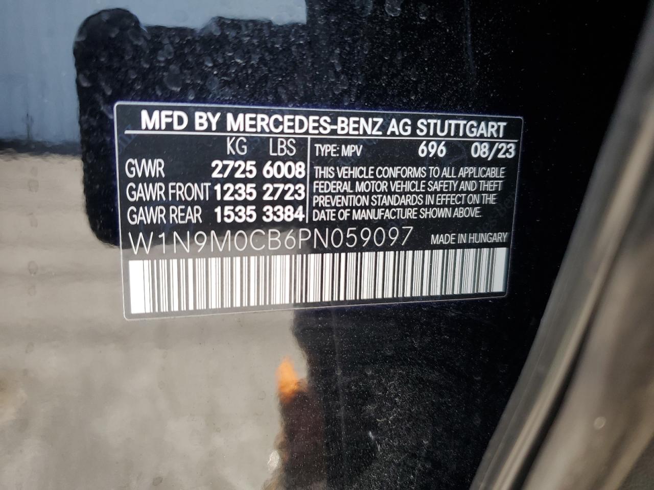 W1N9M0CB6PN059097 2023 Mercedes-Benz Eqb 250+