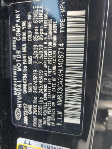 2017 Hyundai Tucson Limited VIN: KM8J3CA2XHU408714 Lot: 58951314