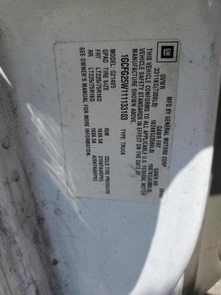 1GCFG25W111133103 2001 Chevrolet Express G2500