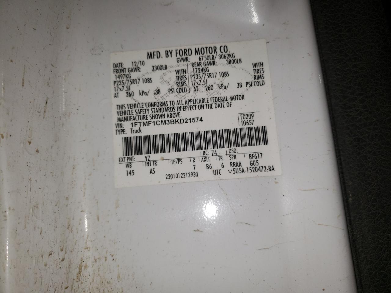 1FTMF1CM3BKD21574 2011 Ford F150