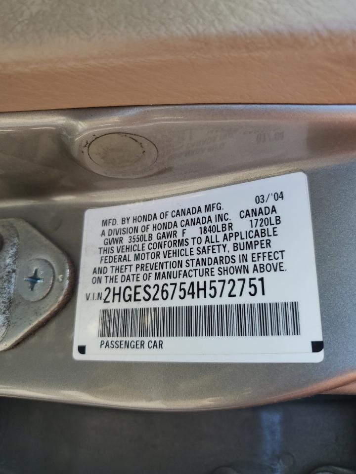 2HGES26754H572751 2004 Honda Civic Ex