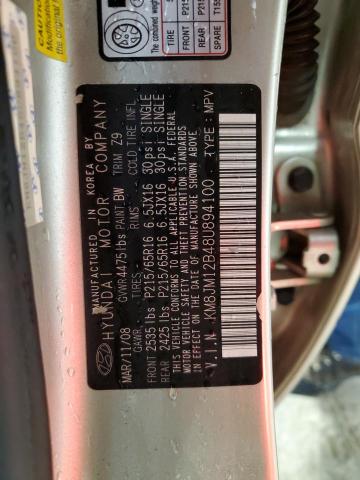 2008 Hyundai Tucson Gls VIN: KM8JM12B48U894100 Lot: 60290474