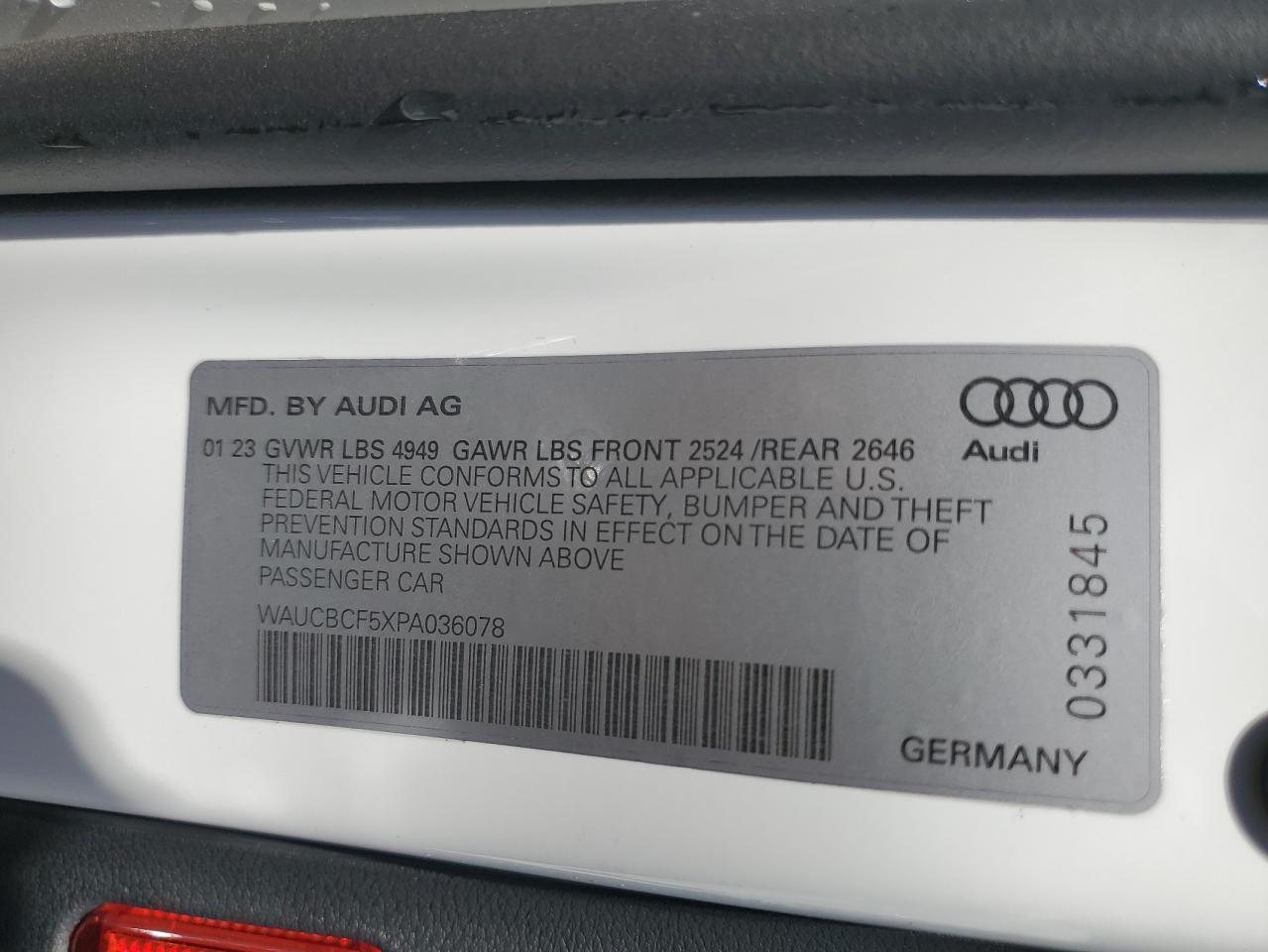 2023 Audi A5 Premium Plus 40 vin: WAUCBCF5XPA036078